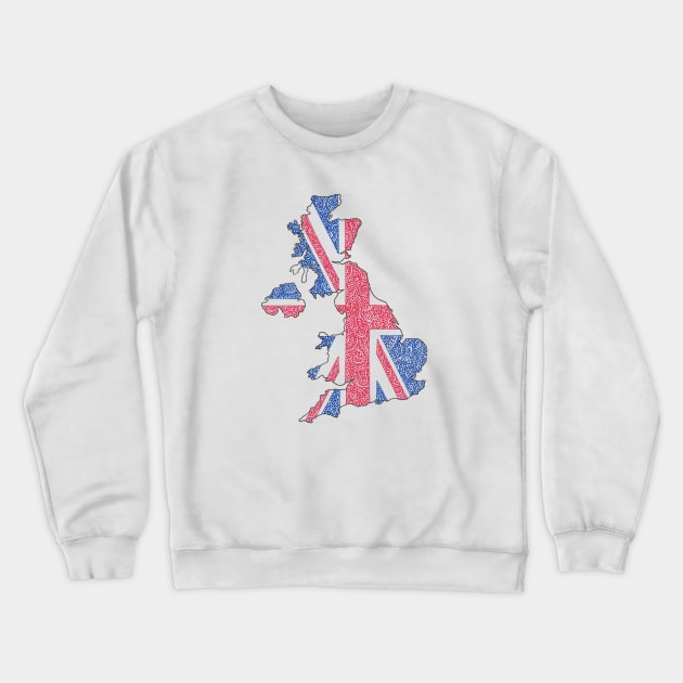 UK Flag Map Crewneck Sweatshirt by Naoswestvillage